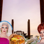 Drag show and burger in front of pier