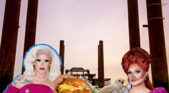 Drag show and burger in front of pier