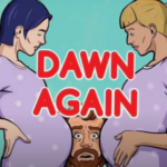 dawn again: a rap opera cartoon showing two pregnant women with a man's shocked head in between